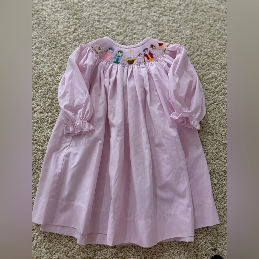 Charming Pink Smocked Kids Dress